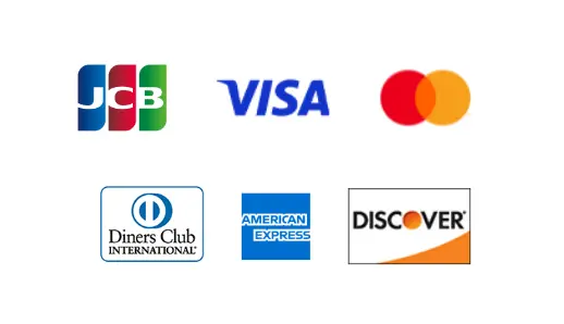 クレジットカード（JCB、VISA、マスターカード、ダイナーズクラブ、アメリカンエキスプレス、ディスカバー）